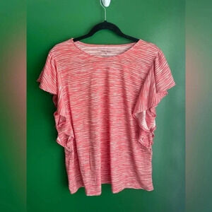 Nine West Top Tee shirt Tshirt‎ Ruffled Sleeve Plus Size XL Cute! EUC!